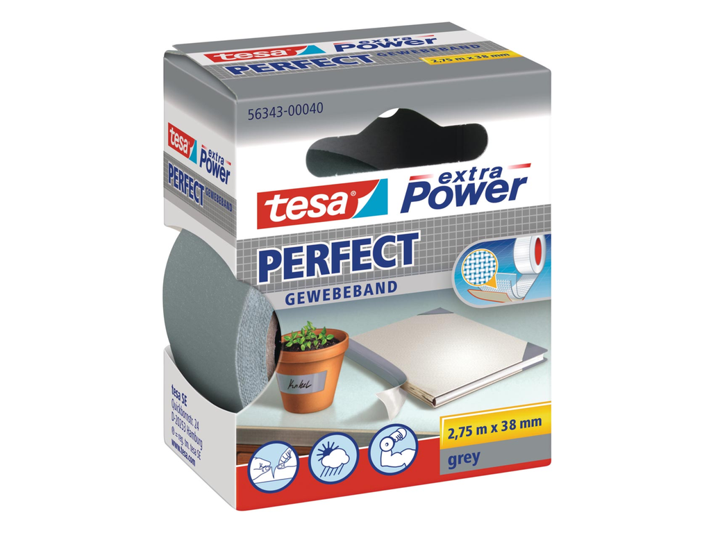 Textieltape Tesa 38mmx2,75m grijs