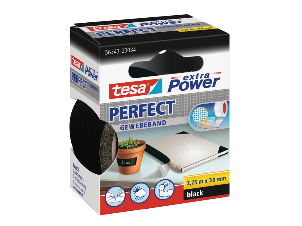 Textieltape Tesa 38mmx2,75m zwart
