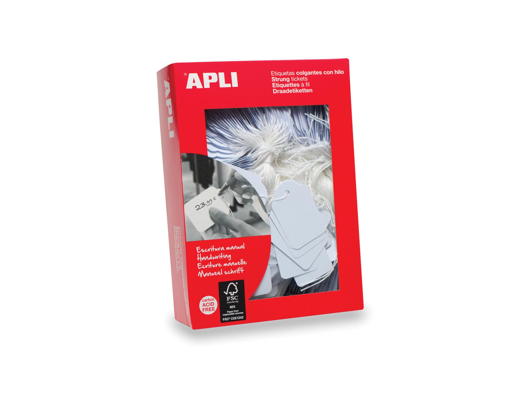 Draadetiketten Apli 7x19mm wit (1000)