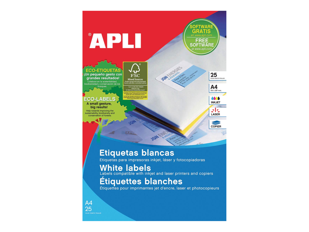 Etiketten Apli afneembaar 189 etik/bl 24,4x10mm (25)