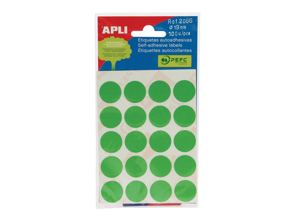 Etiketten Apli Ø 19mm groen (100)