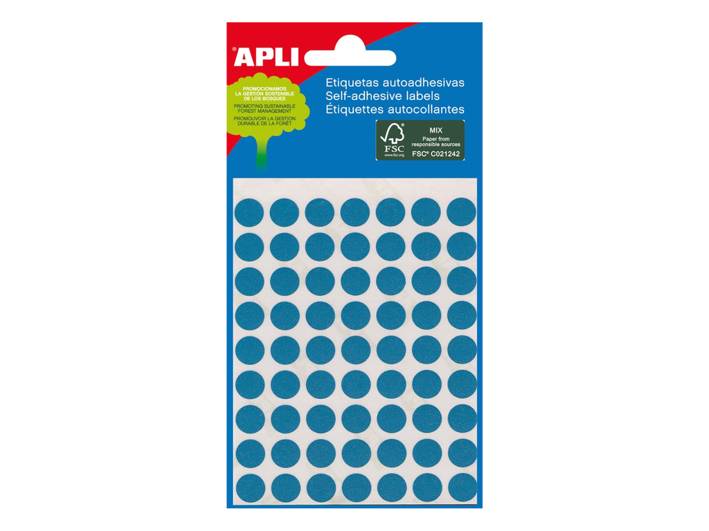 Etiketten Apli Ø 8mm blauw (288)