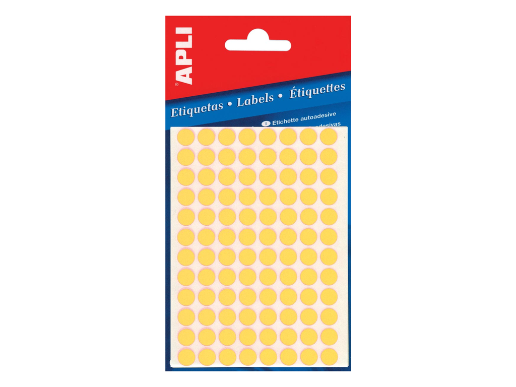 Etiketten Apli Ø 8mm fluo geel (288)