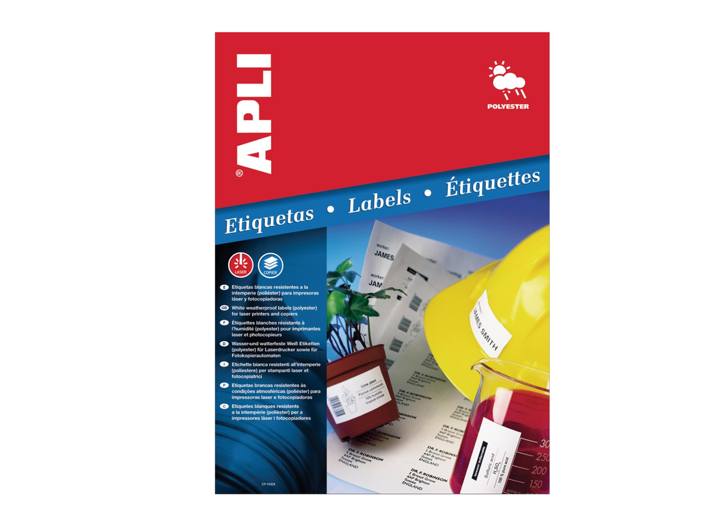 Etiketten Apli polyester weerbestendig 24 etik/bl 64,6x33,8mm (20)