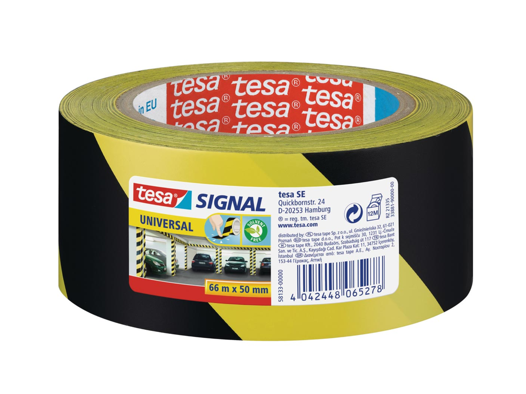 Signalisatietape Tesa 50mmx60m geel/zwart
