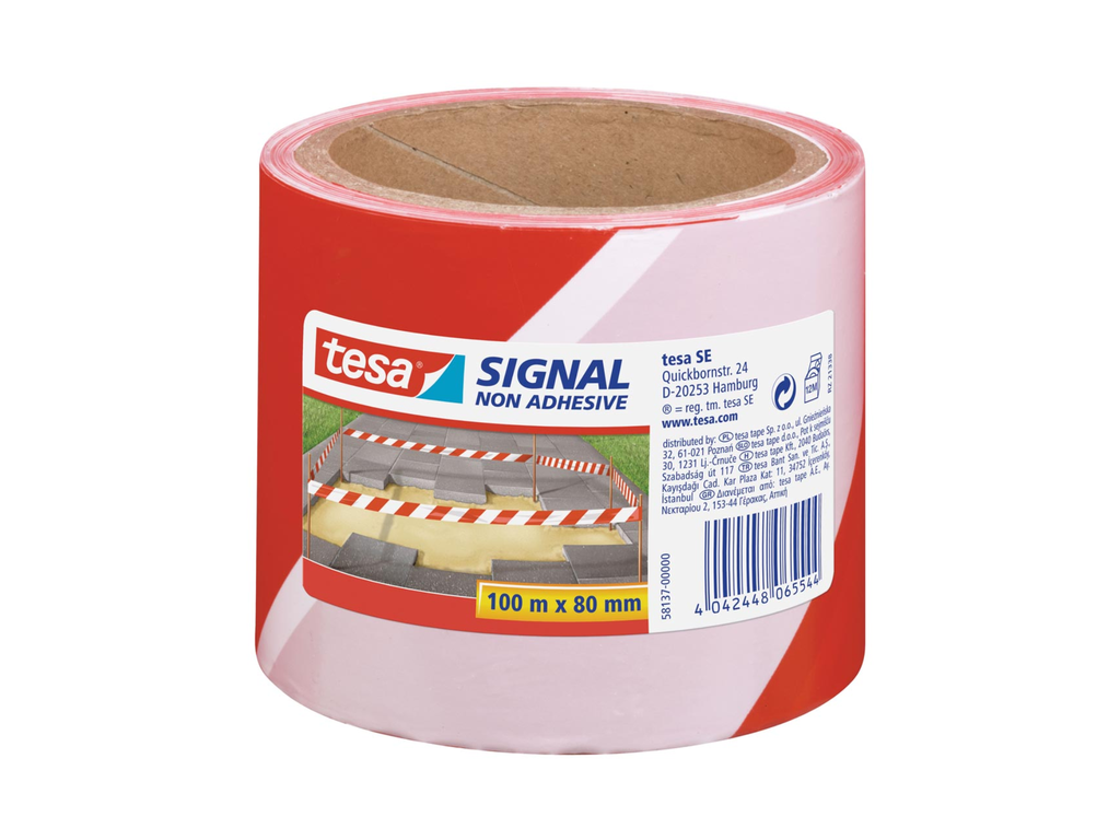 Afzetlint Tesa 80mmx100m rood/wit