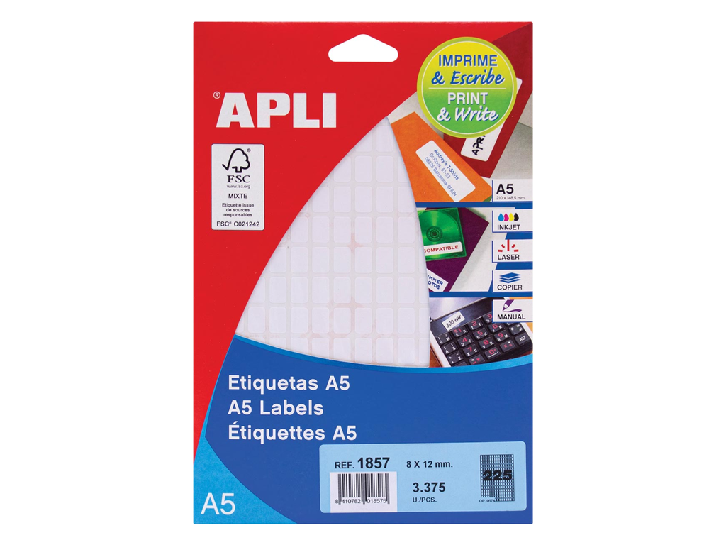 Etiketten Apli A5 225 etik/bl 8x12mm (15)