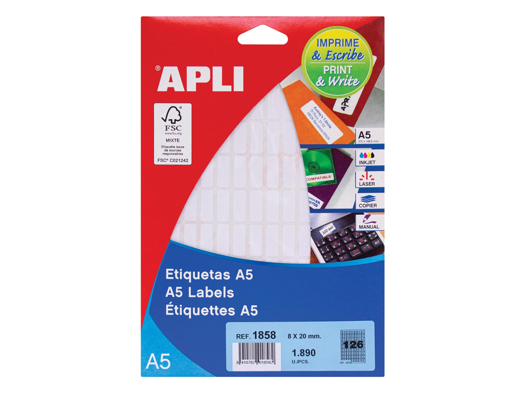 Etiketten Apli A5 126 etik/bl 8x20mm (15)