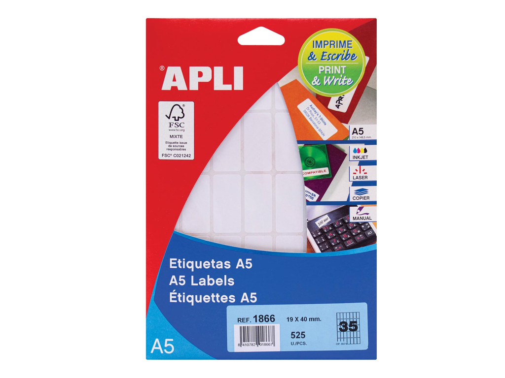 Etiketten Apli A5 35 etik/bl 19x40mm (15)
