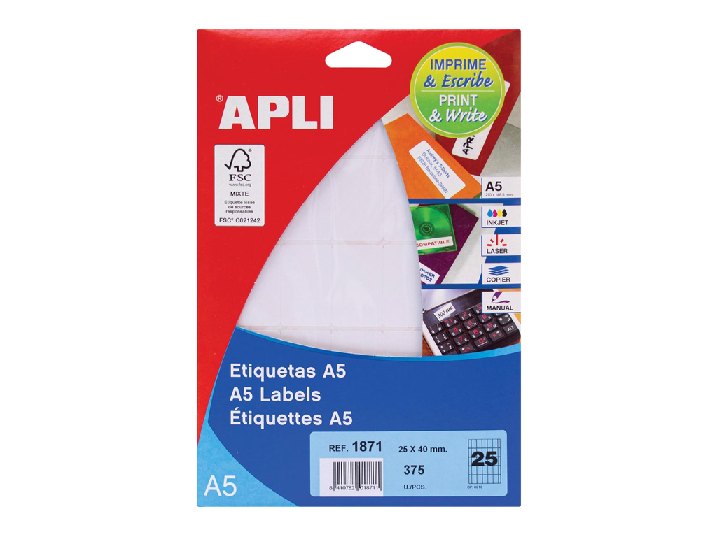 Etiketten Apli A5 25 etik/bl 25x40mm (15)
