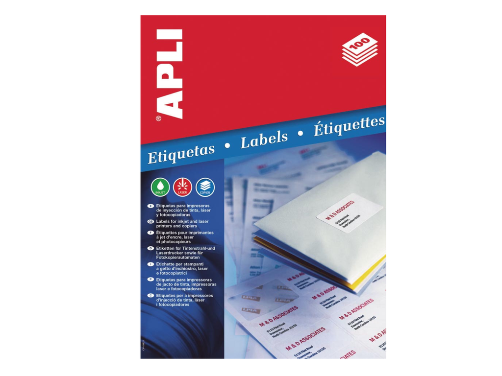 Etiketten Apli ronde hoeken 21 etik/bl 63,5x38,1mm (25)