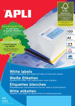 Etiketten Apli 02 etik/bl 199,6x144,5mm wit (100)