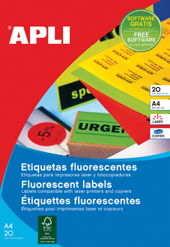 Etiketten Apli 08 etik/bl 99,1x67,7mm fluo geel (20)