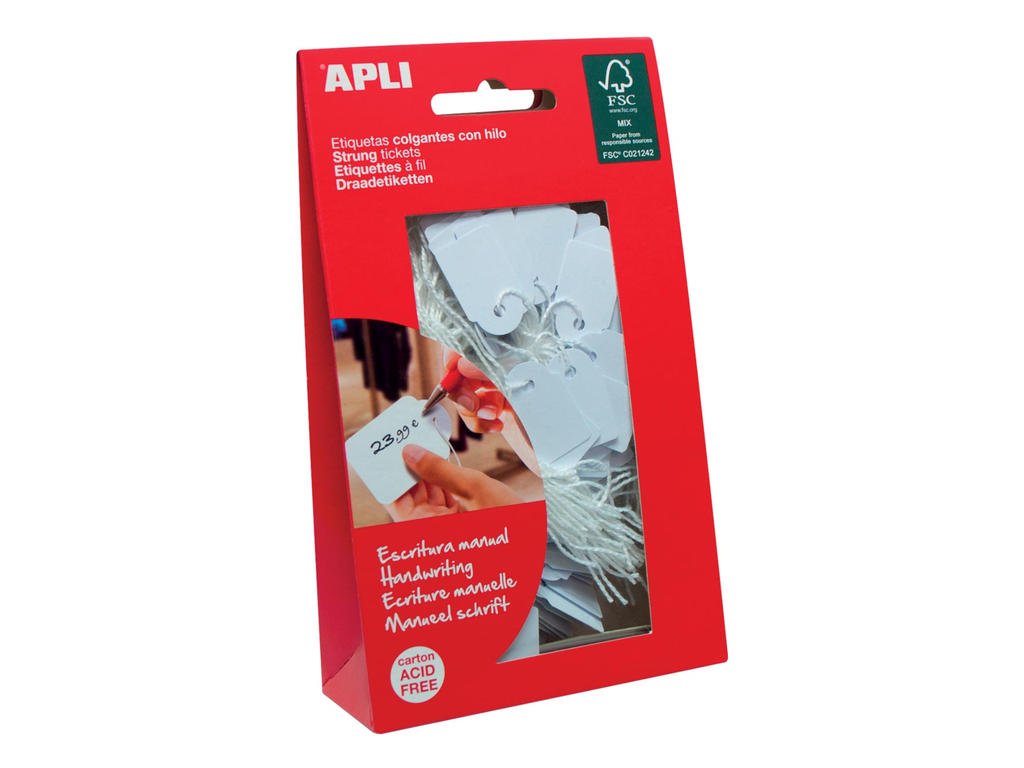 Draadetiketten Apli 7x19mm wit (200)