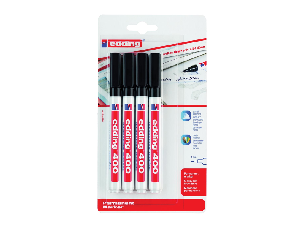 Permanent marker Edding 400 ronde punt 1mm zwart (4)
