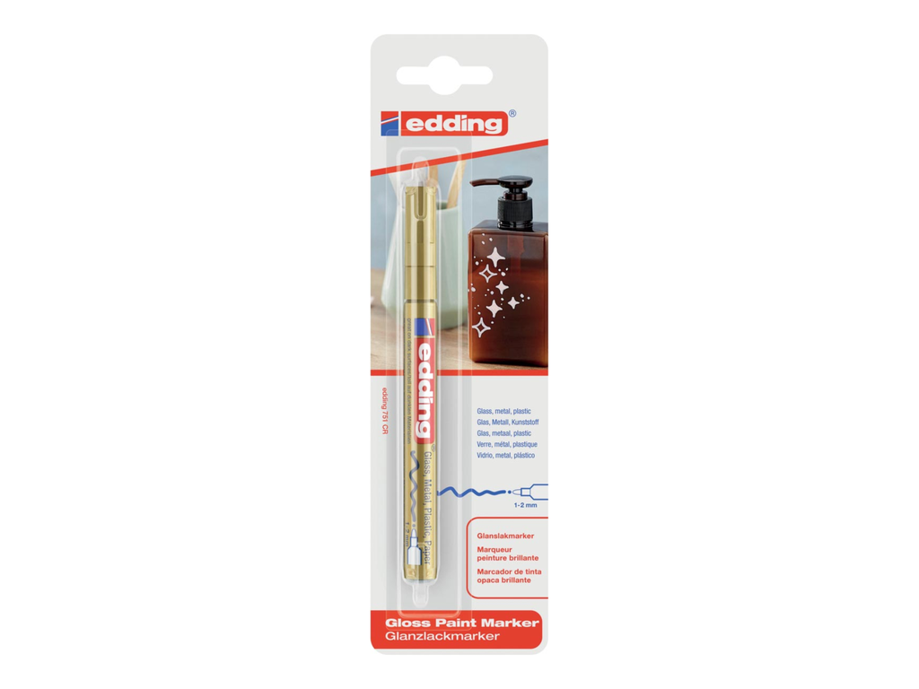Glanslakmarker Edding 751 ronde punt 1-2mm goud blister