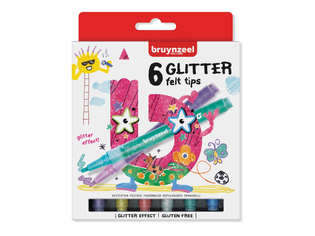 Viltstift Bruynzeel Kids Glitter assorti (6)