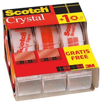 Plakband Scotch crystal 19mmx7,5m (2+1)
