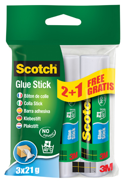 Plakstift Scotch 21gr blister (2+1)