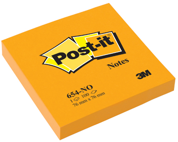 Memoblok Post-It 76x76mm neonoranje