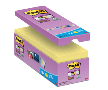 Memoblok Post-It Super Sticky Notes 76x76mm geel voordeelpak 14+2 gratis (16)