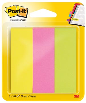 Markeerstroken Post-It 25x76mm assorti neon (3)