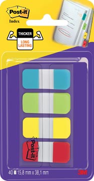 Index Post-It Strong 15,8x38,1mm assorti blister (4)