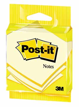 Memoblok Post-It 76x76mm geel flowpack