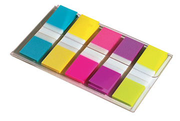Index Post-It Smal 12x43mm turkoois, lichtgroen, oranje, roze, paars