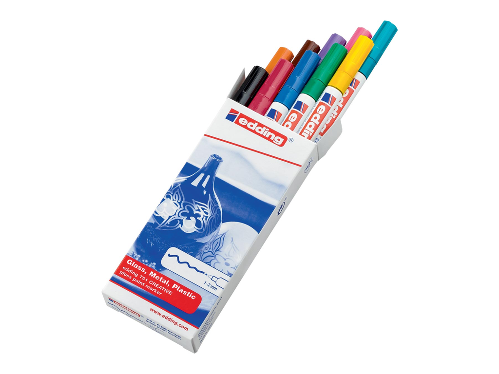 Glanslakmarker Edding 751 ronde punt 1-2mm assorti (10)