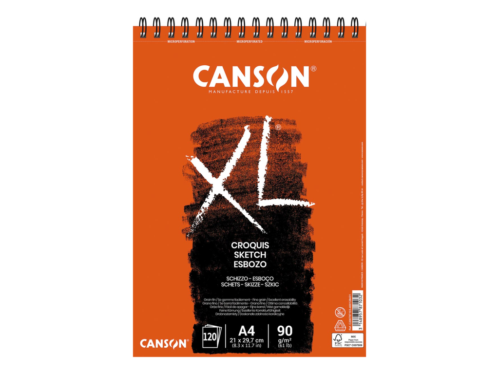 Schetsblok Canson XL A4 90gr 120vel wit