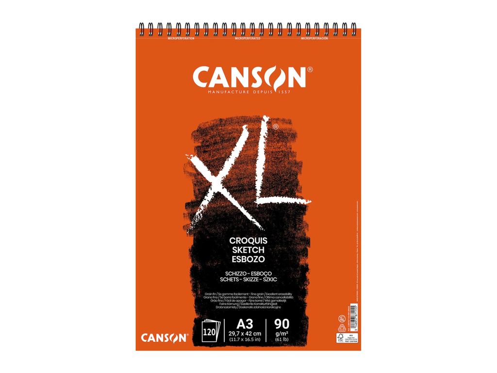 Schetsblok Canson XL A3 90gr 120vel wit