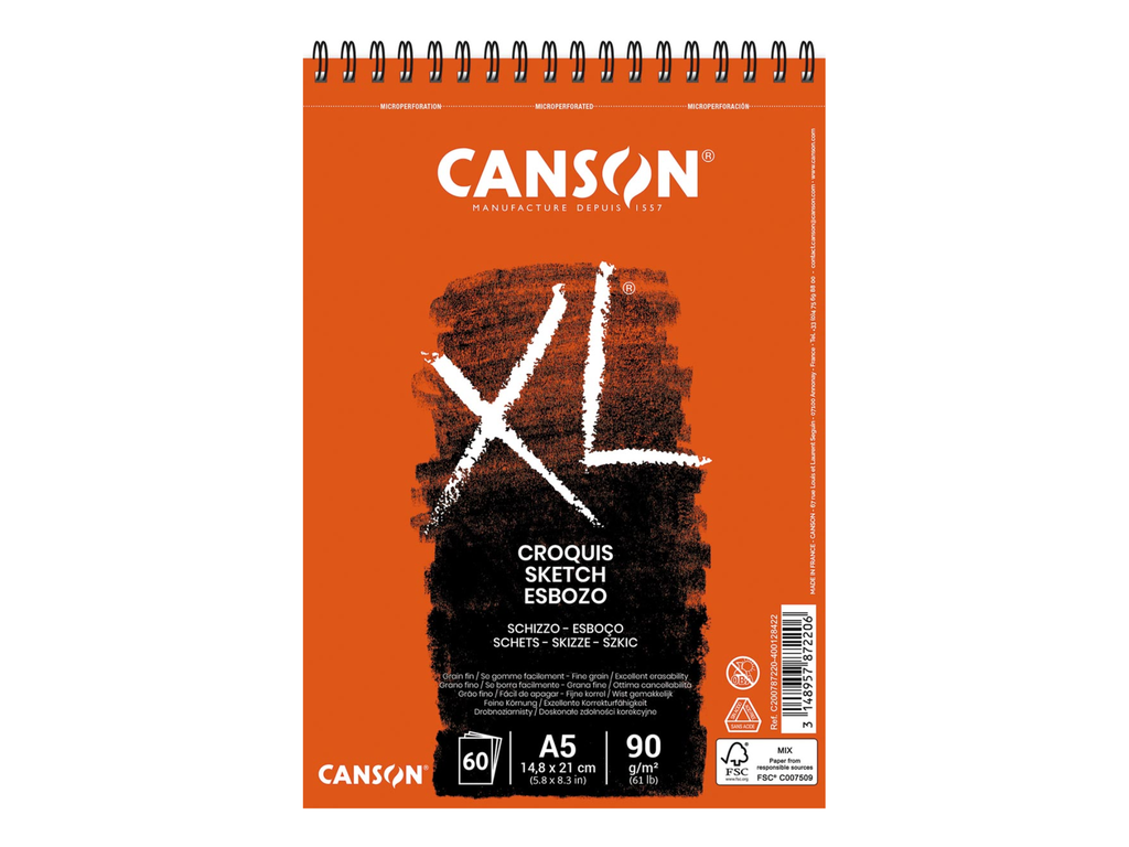 Schetsblok Canson XL A5 90gr 60vel wit