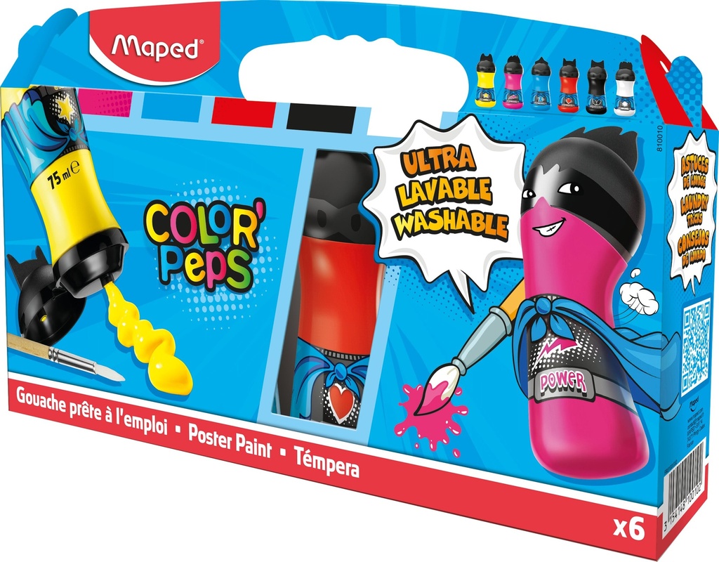 Plakkaatverf Maped Color'peps ophangdoos primaire kleuren 6x75ml assorti (6)