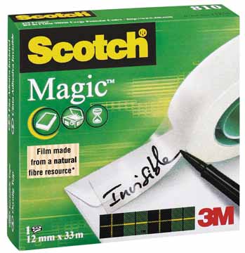 Plakband Scotch Magic Tape 12mmx33m voor kleine afroller