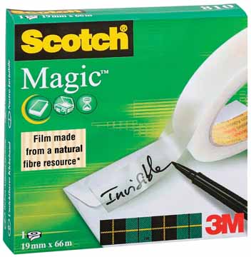Plakband Scotch Magic Tape 19mmx66m voor grote afroller