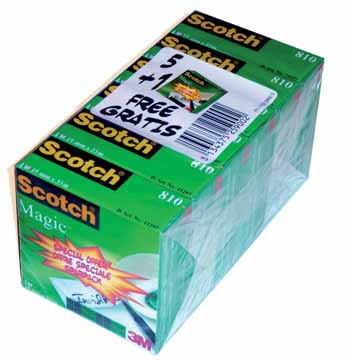 Plakband Scotch magic tape 19mmx33m (5+1) voor kleine afroller