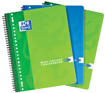 Collegeblok Oxford School karton A4+ geruit 10mm 160blz assorti