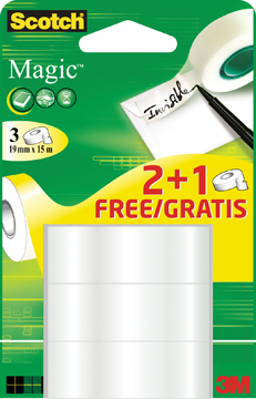 Plakband Scotch magic tape 19mmx15m (2+1)