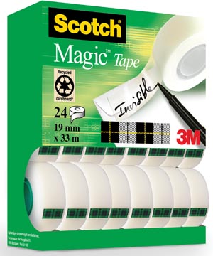 Plakband Scotch Magic Tape 19mmx33m (24) voor kleine afroller