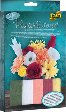 Knutselset Folia crêpe papier bloemen 21-delig