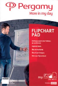 Papierblok voor flipchart Pergamy 65x98cm 70g geruit/blanco 50vel
