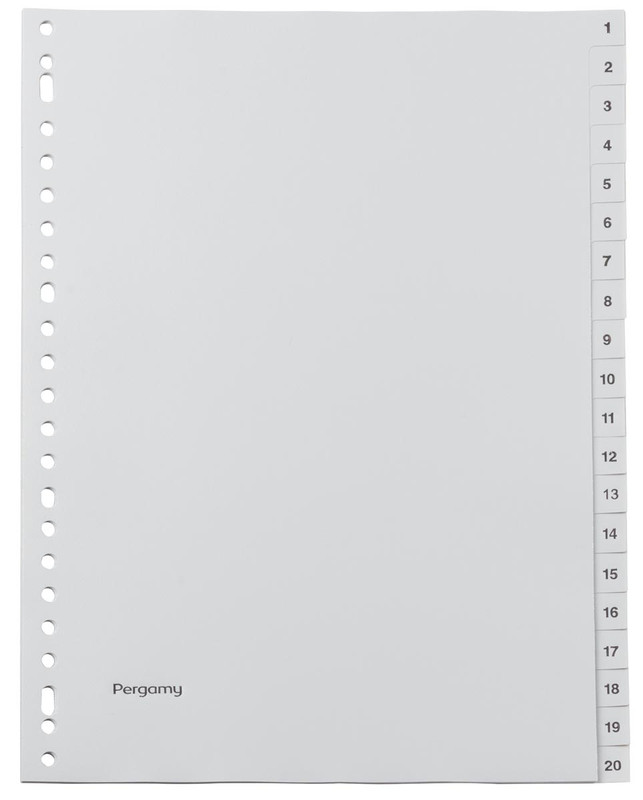 Tabbladen Pergamy PP A4 23-gaats 1-20 grijs