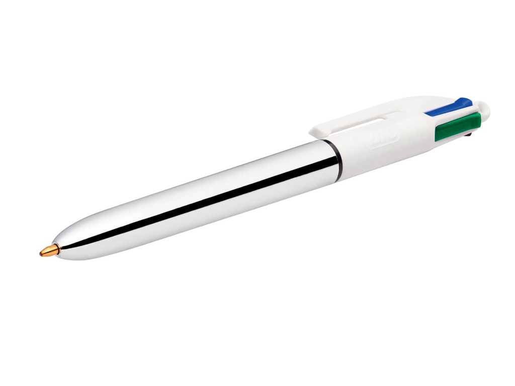 Balpen Bic 4 Colours Shine medium zilver