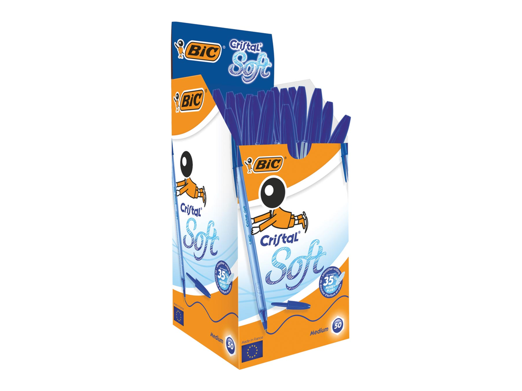 Balpen Bic Cristal Soft medium blauw (50)
