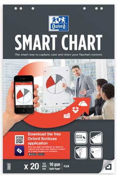 Papierblok voor flipchart Oxford Smart Chart zelfklevend 65x98cm 20vel blanco