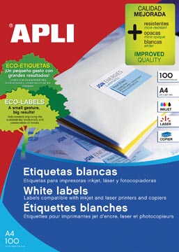Etiketten Apli 70x35mm 24 etik/bl wit (100)(581272)