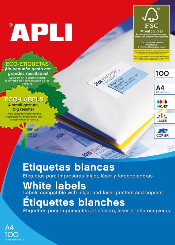 Etiketten Apli 14 etik/bl 105x42,4mm (100)