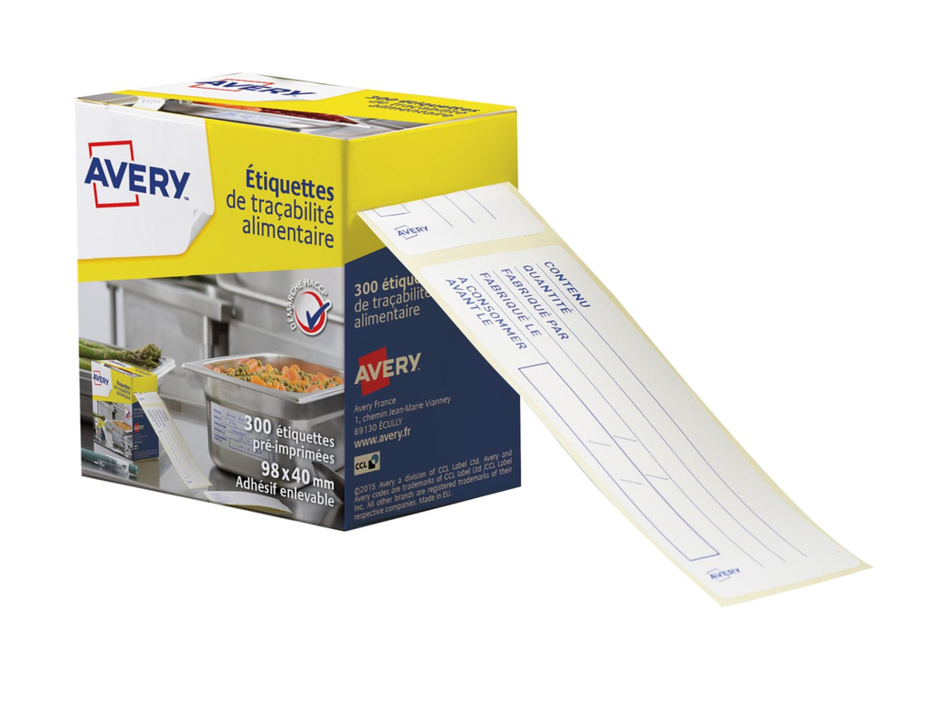 Etiketten Avery 98x40mm voor voedingscodering wit (300)