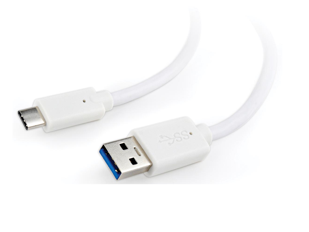 Laad- en datakabel Cablexpert USB 3.0 A-stekker/USB 3.1 C-stekker 1,8m wit